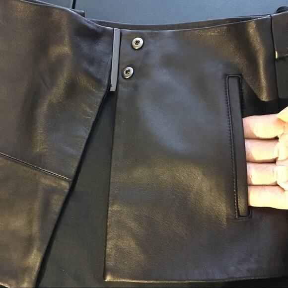 NWT Tibi Black Leather Trim Detail Pencil Skirt 2 - Picture 6 of 7